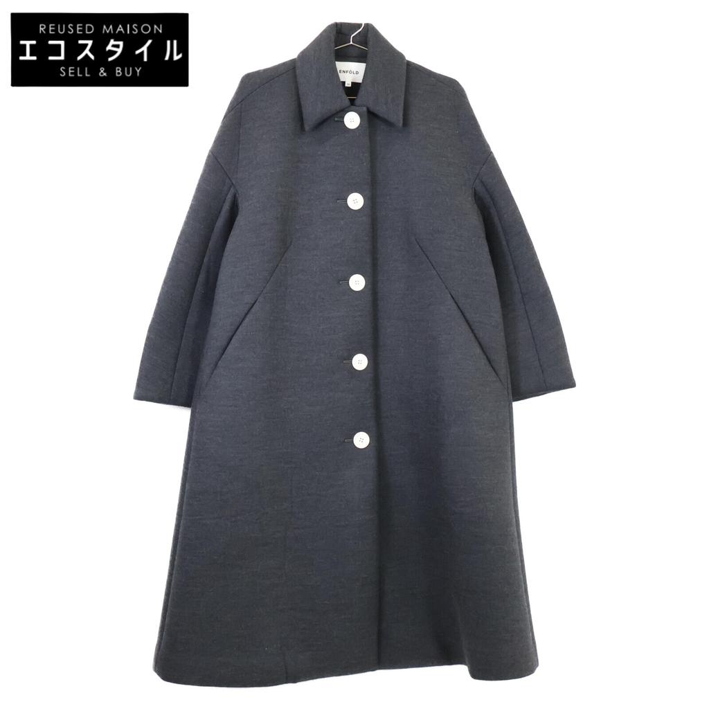ENFOLD 22AW Grey Wool Bonding Soutien Collar Flare Coat Coat 36 grayUsed