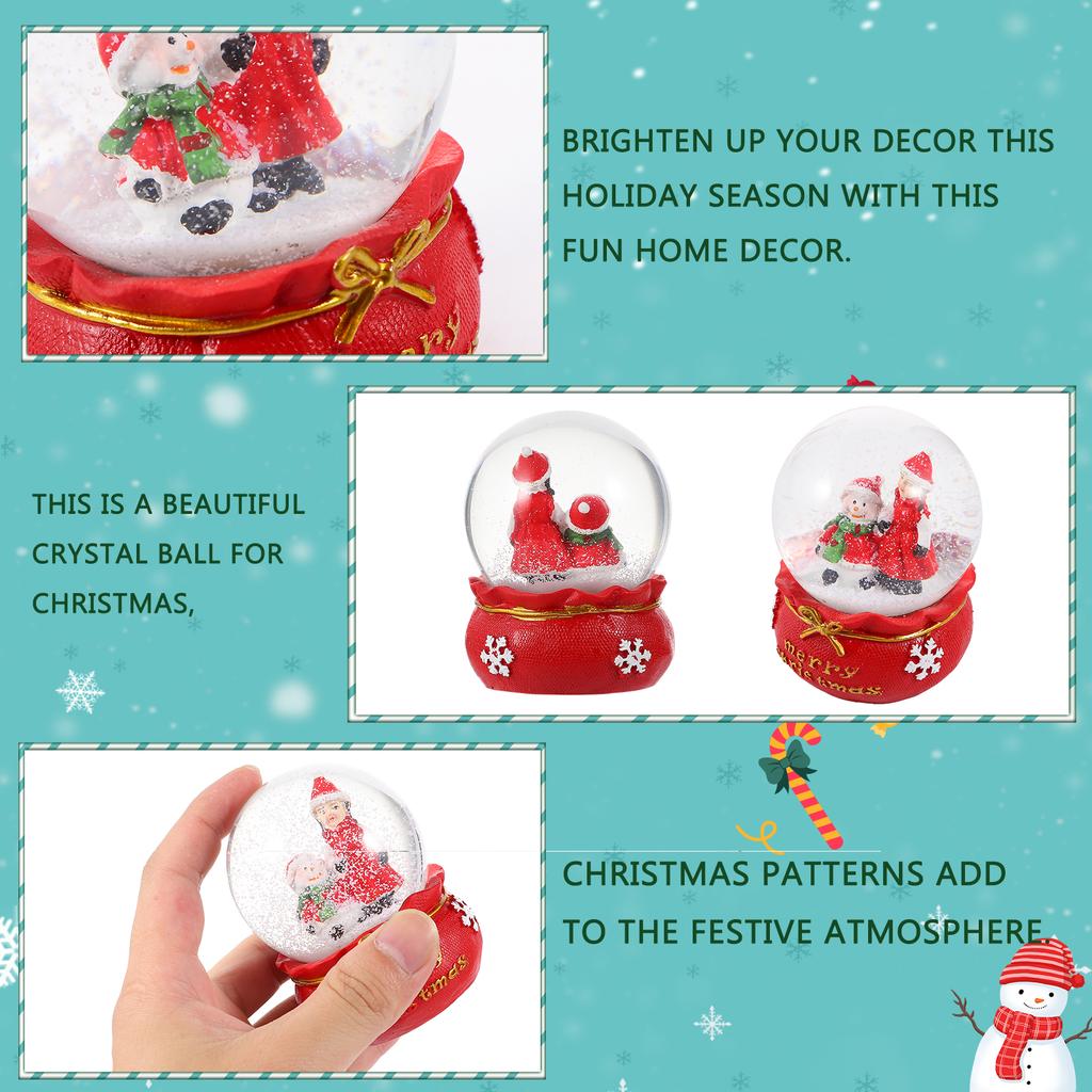 Christmas Crystal Ball Resin Glass Holiday Decorative Sphere for Desktop Home Xmas Supplies Snow Ornament Creative Gift