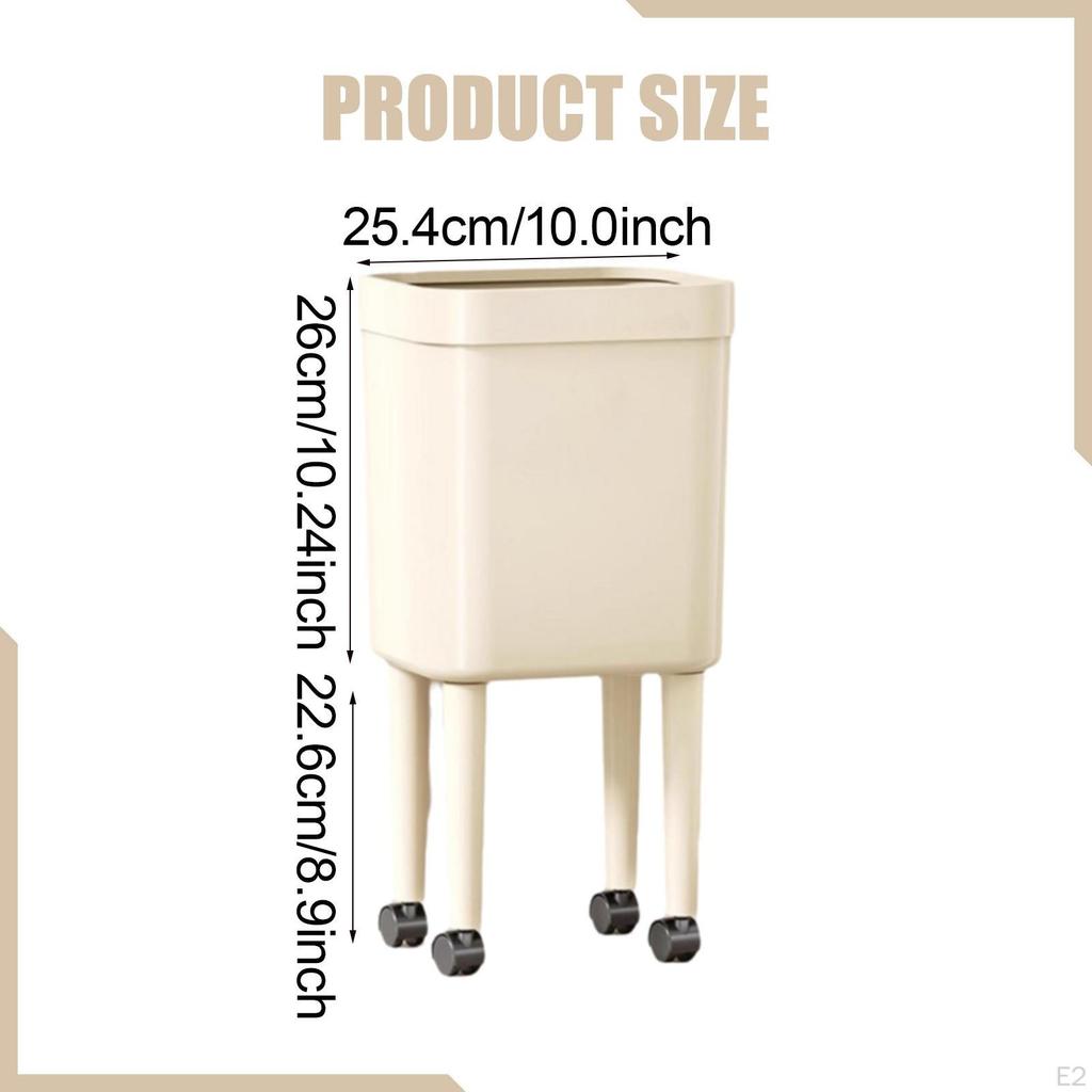 Trash Can with Wheels Household Sturdy Portable Convenient Waste Bin Wastebasket for Home Living