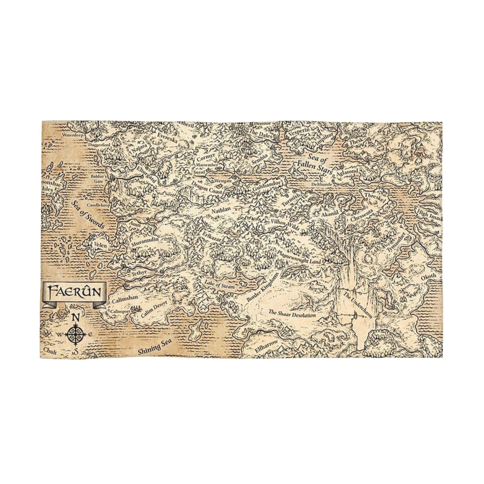 Annotated Map Of Faerun Soft Face Towel Quick Dry Pool Bath Cotton Towels Absorbent W40*H60(CM)