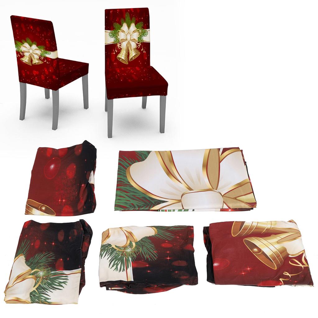 Christmas Tablecloth Chair Covers Set for Home Kitchen Dining Room Festive DecorationBell Type