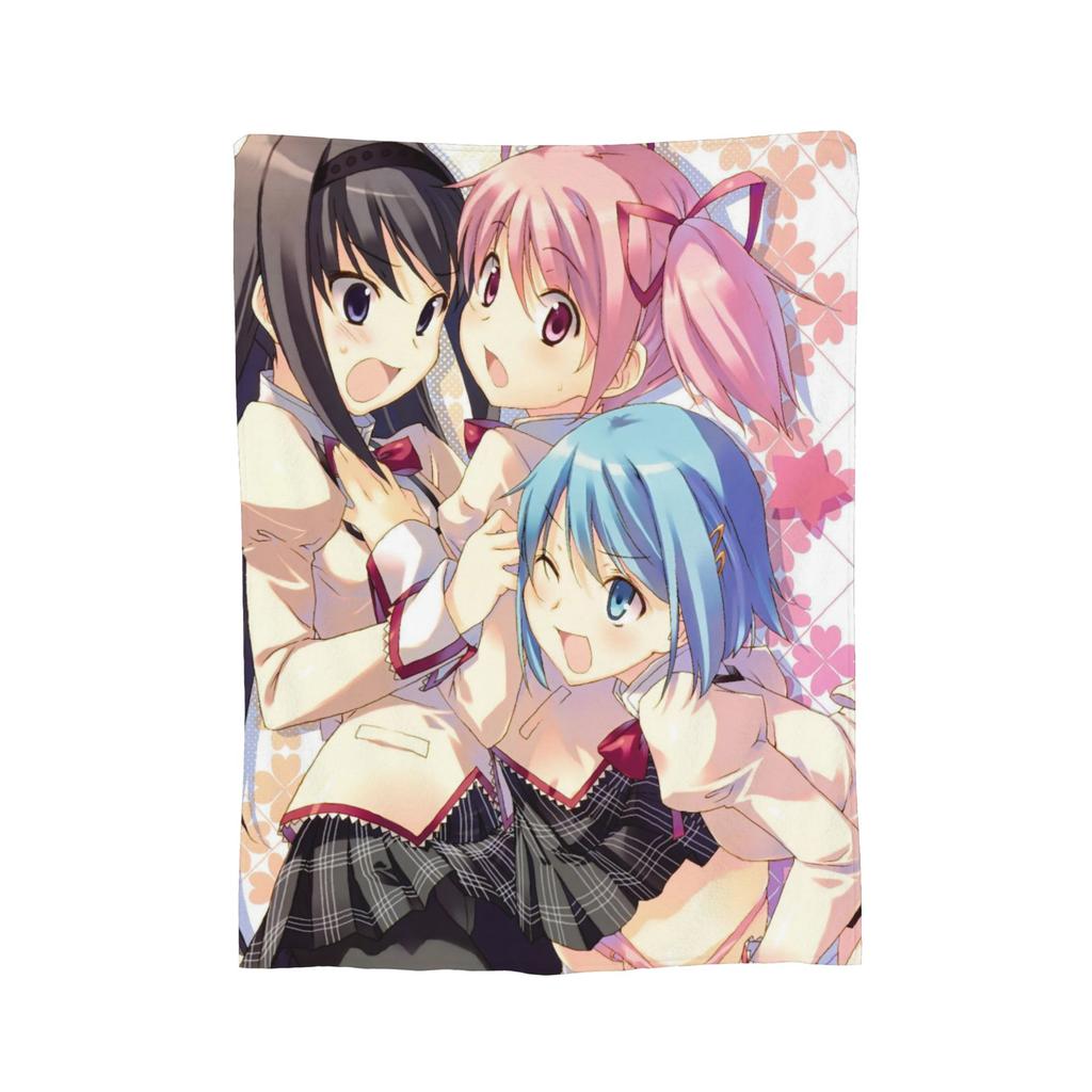 Puella Magi Madoka Magica Anime Blankets Fleece Summer   Multifunction Ultra-Soft Throw Blankets for Bedding Office Quilt