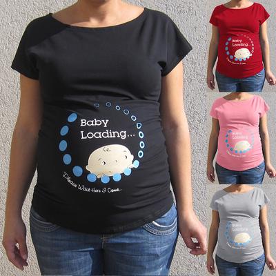 Size:L, Red Women Casual Long Sleeve Christmas Print Ruched Maternity Nursing Top for Pregnant Blouse