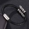 Fashion Men Charms Spiral Stainless Steel Buckle Bracelet Black Leather Bracelet Punk Man Wrist Band Gifts