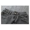 Grey Denim Shorts Women's Summer New Style Tassel High Waist Rough Edge Loose Hole Pants