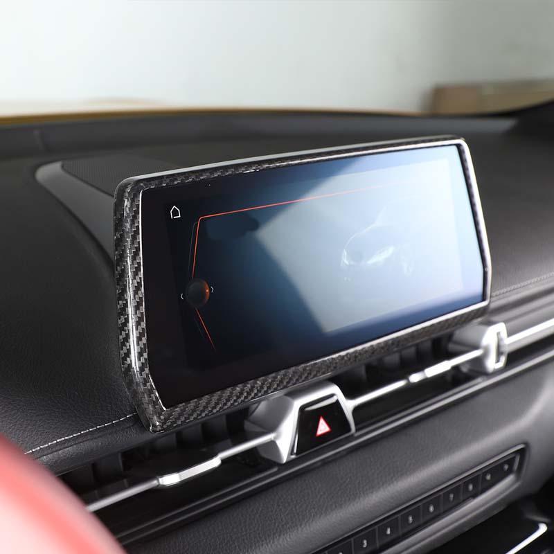 100% Real Carbon Fiber for Toyota Supra GR MK5 2019-2022 Car Styling Navigation Trim Frame 1 Piece Set Car Accessories