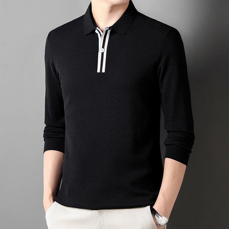 Мужская футболка с длинным рукавом Весна Новинка Топ Лацкан Мужская рубашка ПОЛО Мужская — фото 5