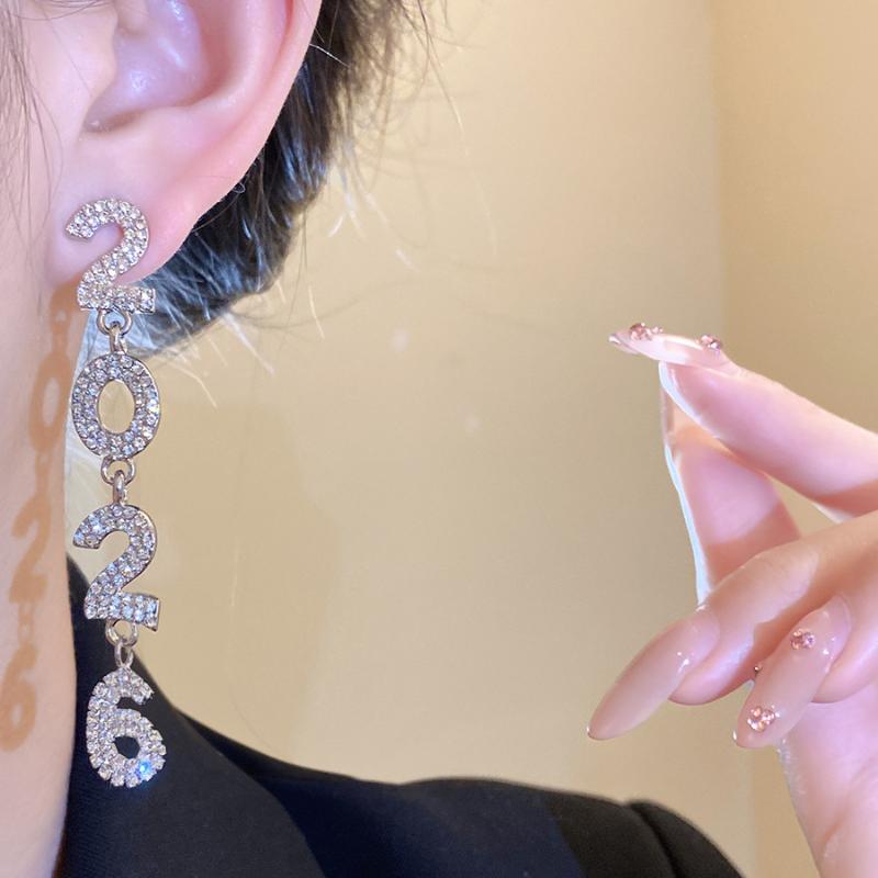 Sparkling Long Pendant Earrings Elegant 2026 Earrings New Year Earrings Jewelry For Special Events Christmas Party Anniversary