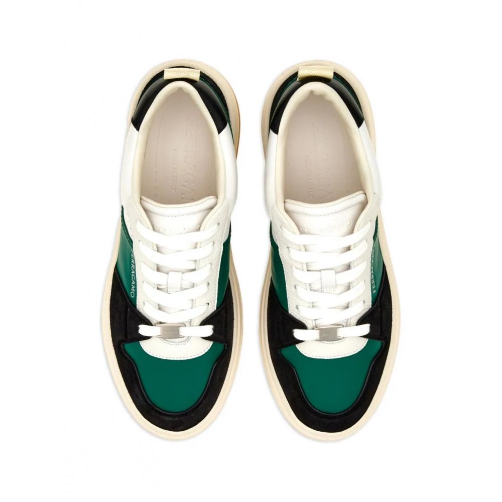 Salvatore Ferragamo Ferragamo Dennis Panelled Sneakers Green