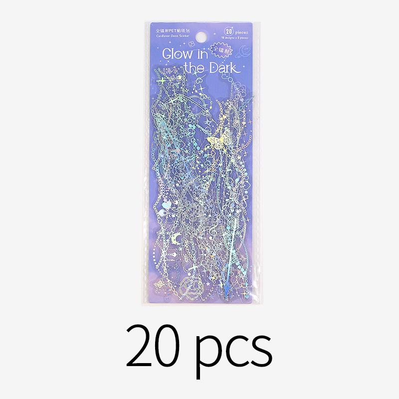 

20 pcs/pack Laser flash long strip Stickers hand made Creativity Stick Labels Adhesive Diy Scrapbooking material Craft Supplies