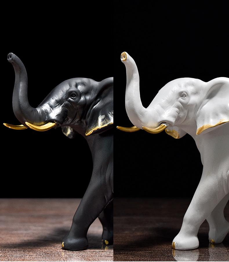 Modern Light Luxury Elephant Ornament - Resin Handicraft for Office, Living Room, or TV Cabinet Decoration