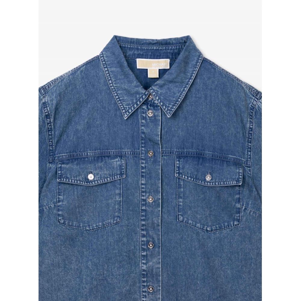 Michael Kors Denim Button Down Shirt Jt6411ijgx4488 Dusk Blue Wash