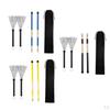 1 Pair Bamboo Drum Sticks, Wire Brushes With Storage Bag