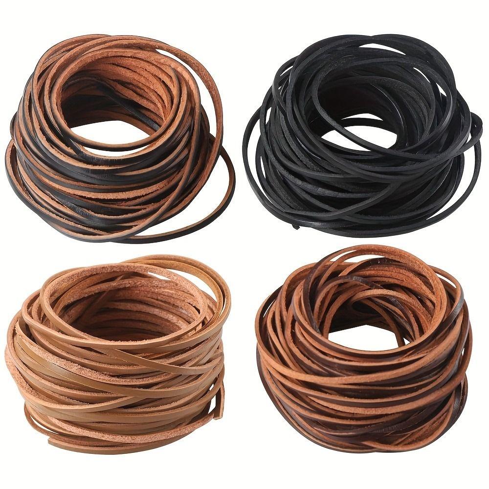 5 Yards Braiding String Flat/Round Natural Leather String  DIY Necklace Bracelet Accessories