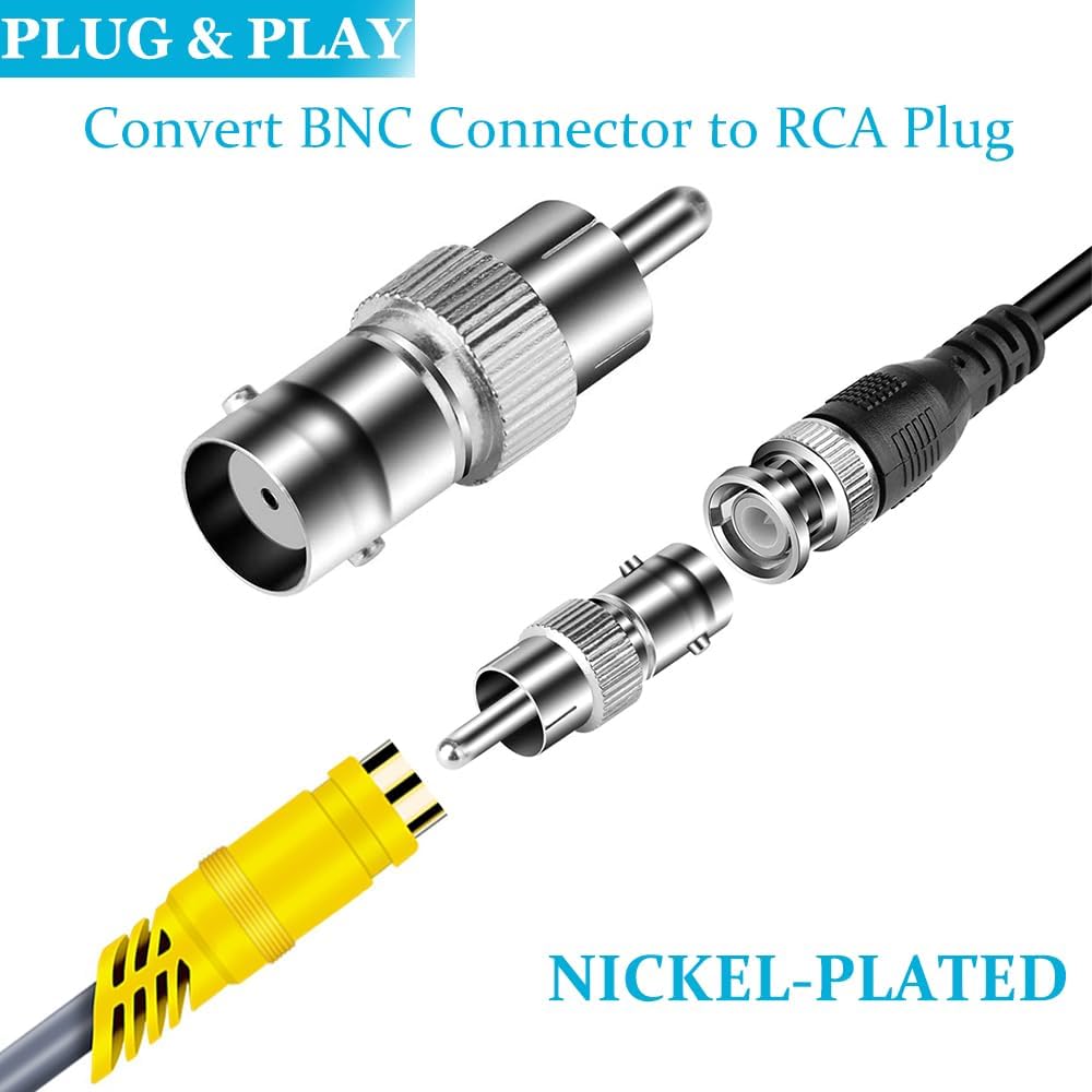Набор из 10 шт. Адаптер-конвертер BNC Female Jack на RCA Male Plug, прямой соединитель для камер видеонаблюдения
