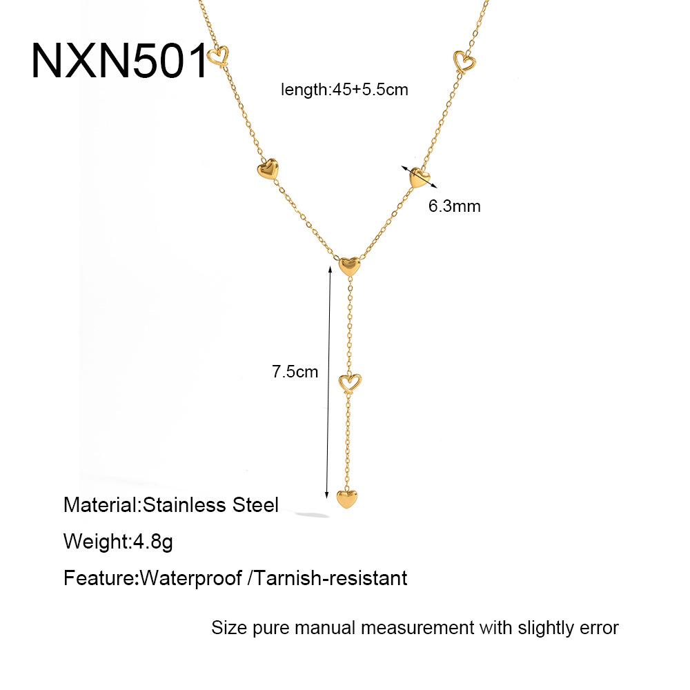 European and American Ins Light Luxury Fashion Plated 18k Gold Round Beads Love Fringed Pendant Necklace Stainless Steel Jewelry Niche Design