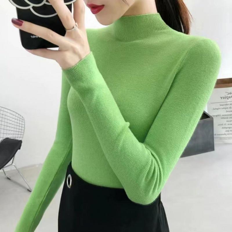 

Taro Purple Half-High Neck Fitted Knitted Sweater - Autumn/Winter Fashion Versatile Jumper Top Medium