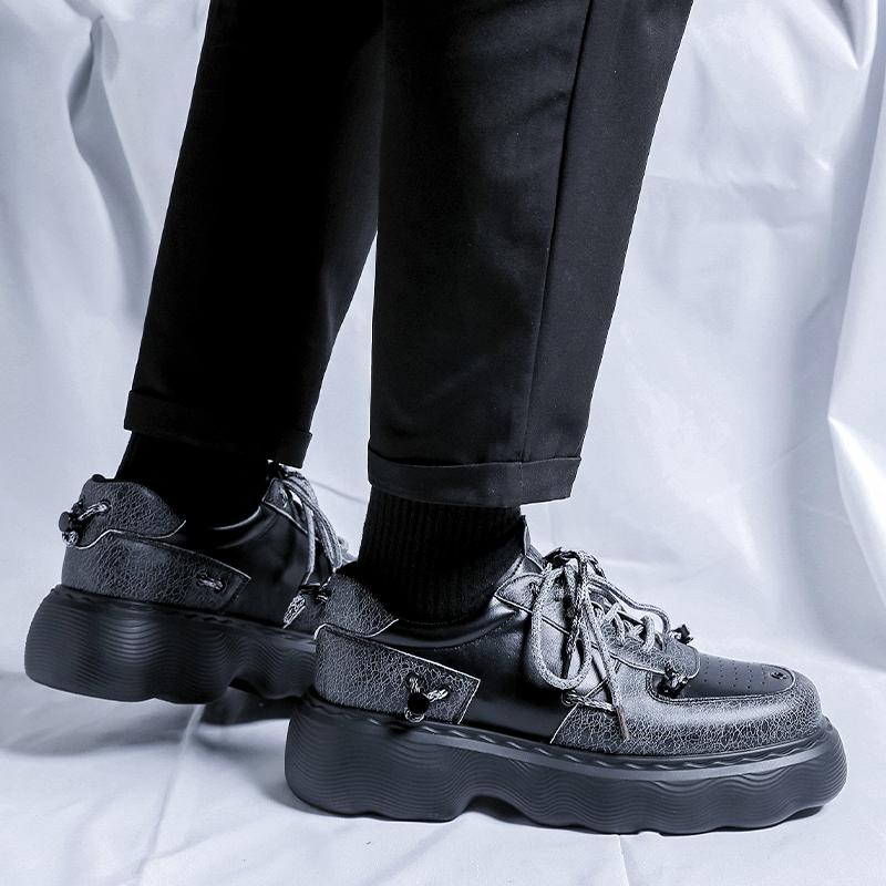Casual Derby Thick Soled Shoes Fashion Designer Style Leisure Outdoor Party Handsome Youth Shoes for Daily Streets Versatile