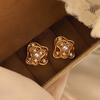 18k Real Gold Electroplated Zircon Flower Pearl Earrings, Earrings, Fashion Temperament, Versatile Design Sense, Niche Earrings Women