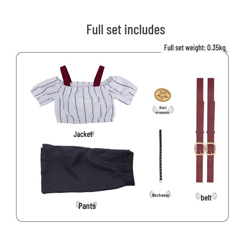 Jujutsu Kaisen Hoshikage Kira Off-Shoulder Cosplay Set: Cropped Top, Black Trousers, Belt & Accessories