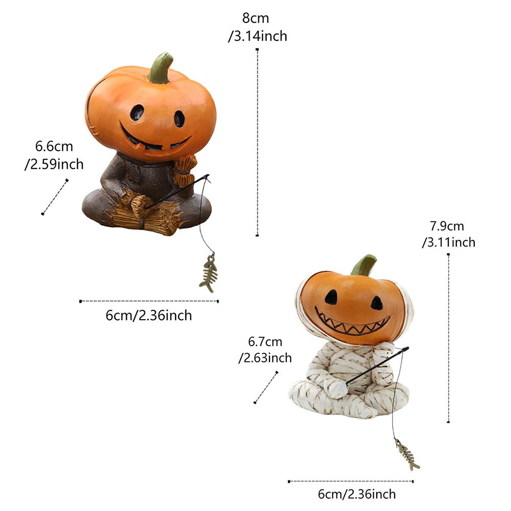 Pumpkins Scarecrows Fishing Figurine Personalized Office Desk Shelf Decoration For Halloween