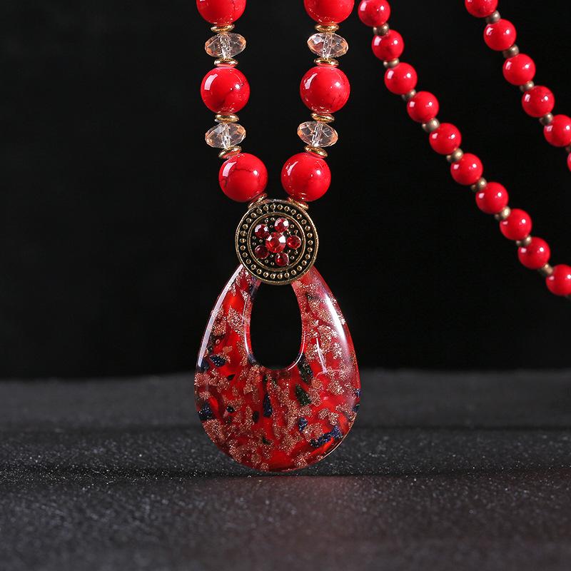 

Этническая подвеска-капля, цепочка для свитера - многостильное ожерелье для китайской одежды