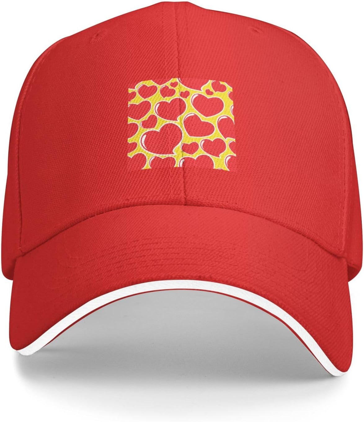 Love Heart Seamless Pattern Baseball Cap Polyester Sun Protection Casual Adjustable Hats for Unisex One Size