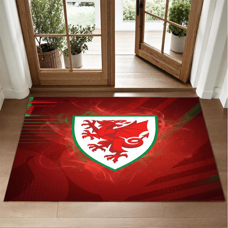 Wales Rugby Design Kristall-Samt Teppich Weiche Dekorative Matte für Schlafzimmer Eingang