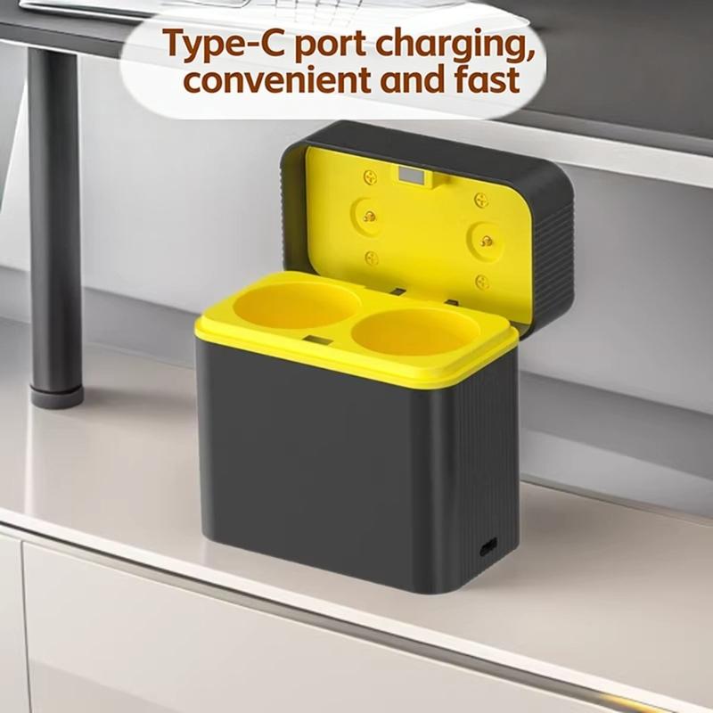 Two Slot D Size Battery Charging Box With Intelligent Flip Cover Design And Safety Protections