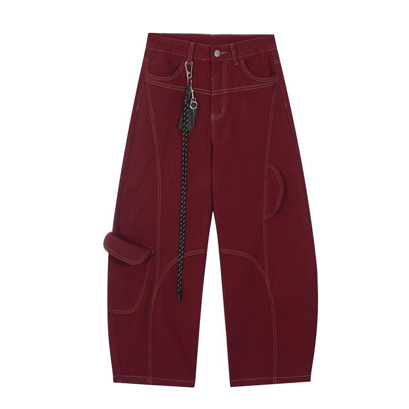 Unisex Streetwear Cargo Pants With Pleated