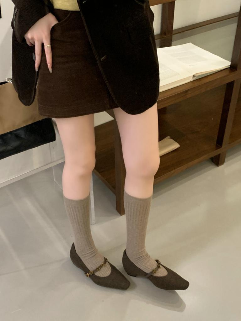 Französische Rose vier Jahreszeiten Pendler Einzelne Schuhe Damen Innenhöhenerhöhung Wollene 2025 Herbst und Winter Neu Retro Mary Jane Damenschuhe