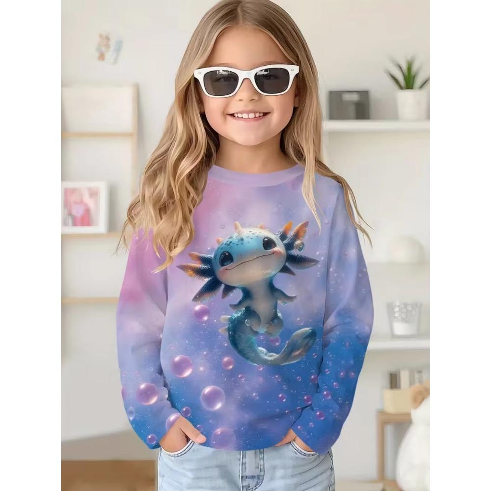 Summer Children's 3D Printed Long Sleeve T-Shirt Fashion Versatile Breathable Trend Casual 170 brown