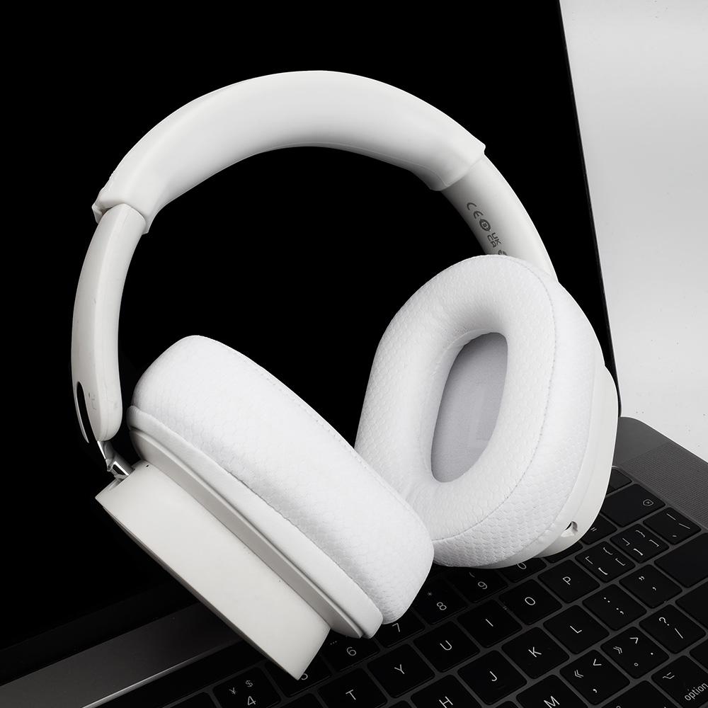 Earpads for Baseus GH02 White Earphone Pads Gaming Wireless Replacement Headphones Earmuffs Mesh Cloth Memory Covers Sponge
