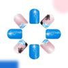 Square Press On Nail Waves Fake Nail Glues On Nail Artificial Acrylic Nail 24pcs Stick On Nail for Women and Girls