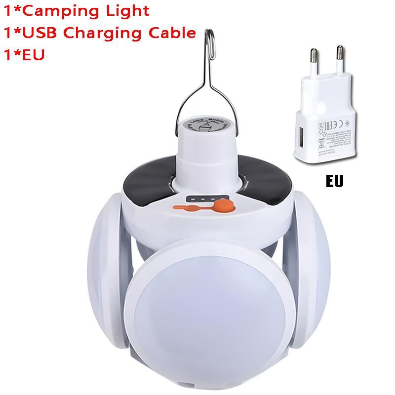 Portable Solar Camping Light Rechargeable Outdoor Tent Lamp Folding LED Football Bulbs with Hanging Hook Fishing Hiking Lantern
