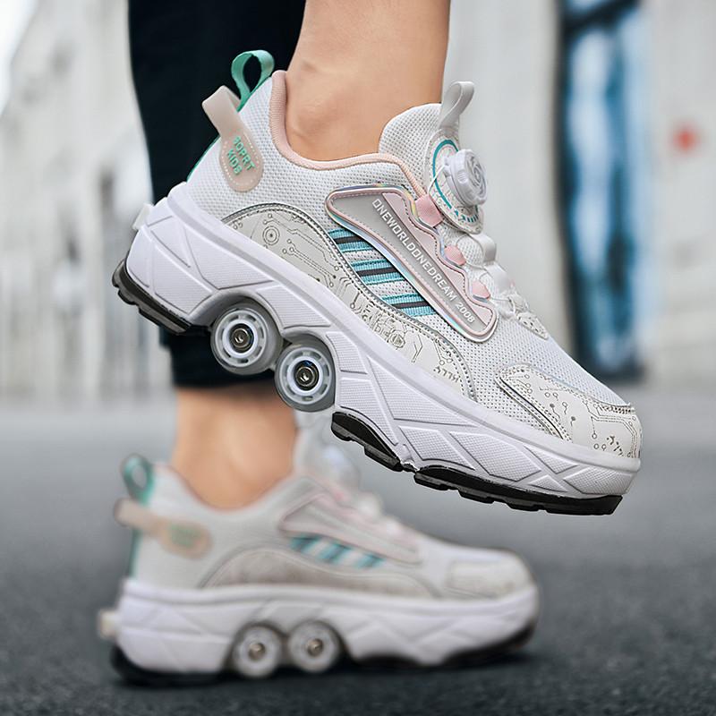 

Деформация роликовые коньки роликовые коньки для взрослых мальчиков и девочек студенты уменьшаются невидимые четырехколесные двухрядные беговые туфли новые 43