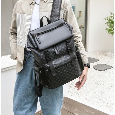 Herren PU-Leder Reißverschluss Reisetasche große wasserdichte Rucksäcke Schultasche für jugendliche Jungen Business-Taschen schwarz