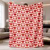 2026 Latest Valentine'S Day Plush Flannel Throw Blanket, 1pc, Red and Pink Heart Pattern, Soft Allergy-Friendly Polyester, Square 152x127cm, Ideal for