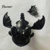 Detailed PVC Craft Statue Dragon Car Dashboard Ornament, Flapping Wings LED Flashing Eyes Keychain Glowing Eye Action Figure with Motion Sensor,