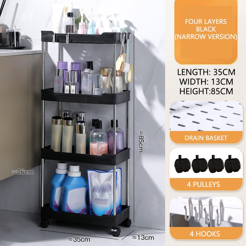 Multifunctional Storage Cart Movable Gap Storage Rack Rolling Utility Cart for Kitchen Bathroom Multi-Layer Slim Storage Shelf