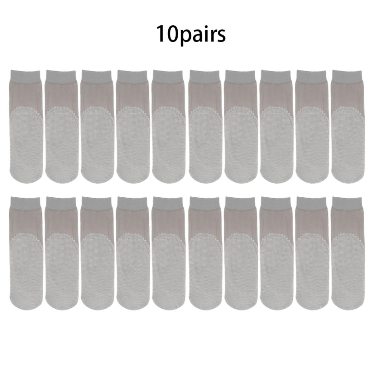 

10 пар весенне-летних женских мягких тонких носков с нескользящей подошвой, модные прозрачные женские дышащие носки серый