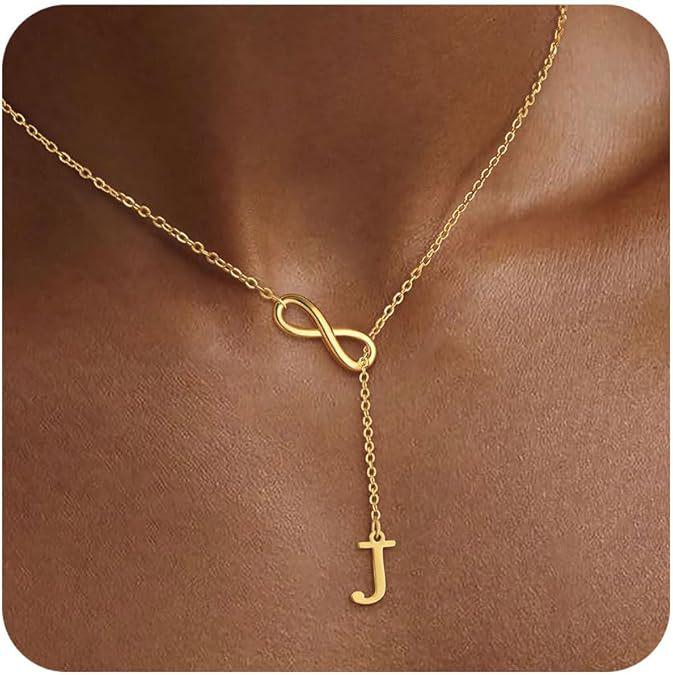 Gold-Plated Infinity A Pendant Necklace - Elegant European Fashion for Women