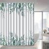 1pc green fresh plant leaf shower curtain, high-end elegant bathroom curtain, bathroom decoration pattern