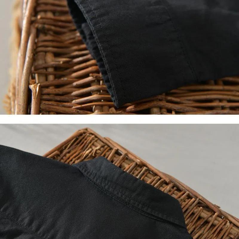 Spring and Autumn Simple Style Mens Long Sleeved Shirts Pure Cotton Casual Shirt Lapel Collar Oxfords Solid Color Shirt Versatile Slim Fit Shirt