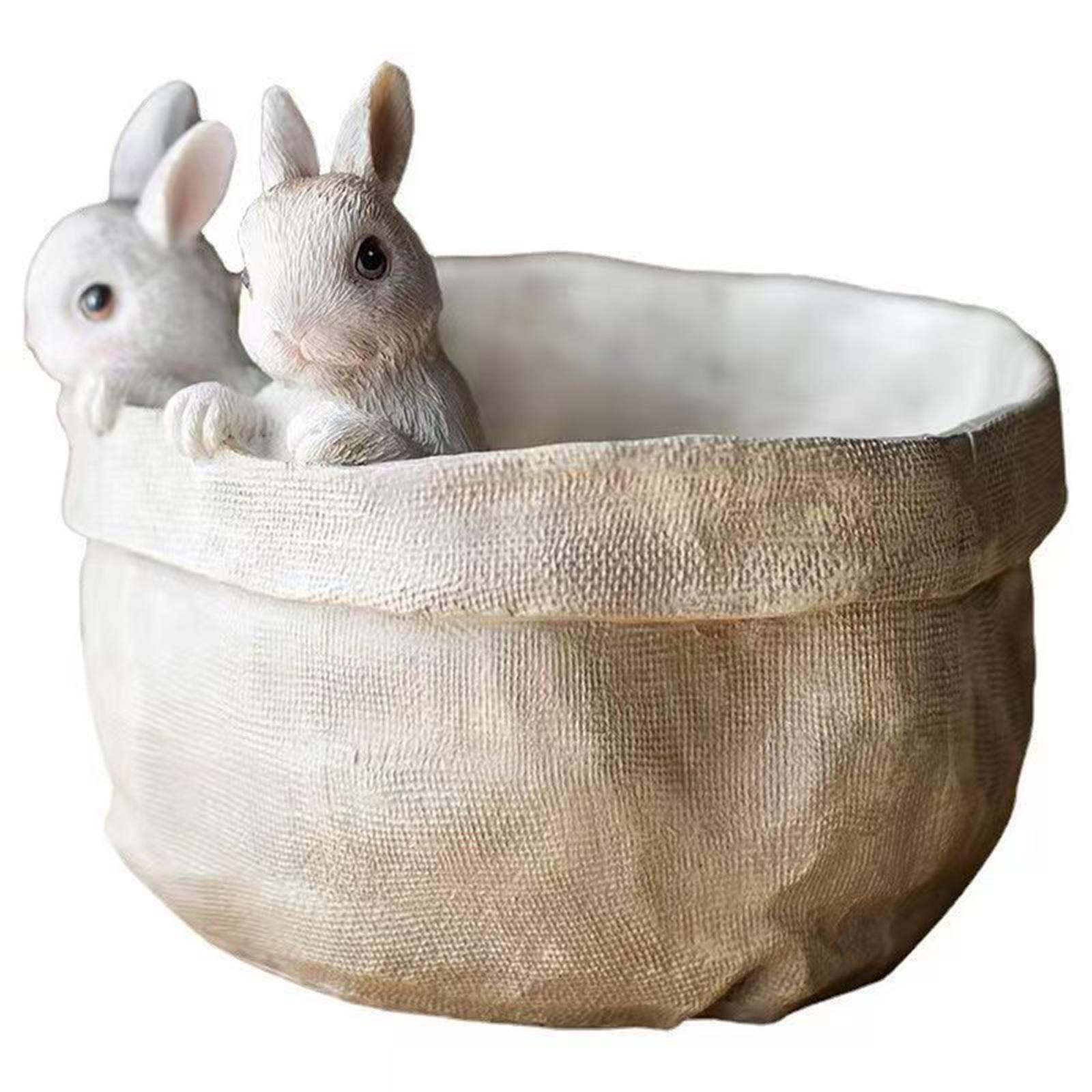 Bunny Succulent Planter Resin Cute Rabbit Flower Pot Multi-Purpose Cute Nordic Style Planter for Home Courtyard Lawn Decoration