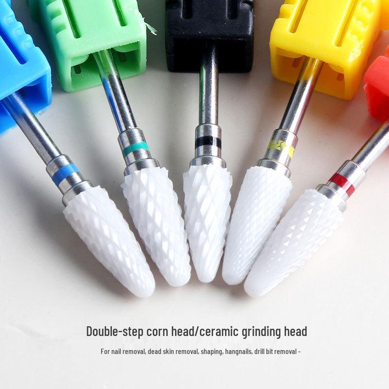 Nail Art Dual-Step Ceramic Grinder: Corn & Bullet Head