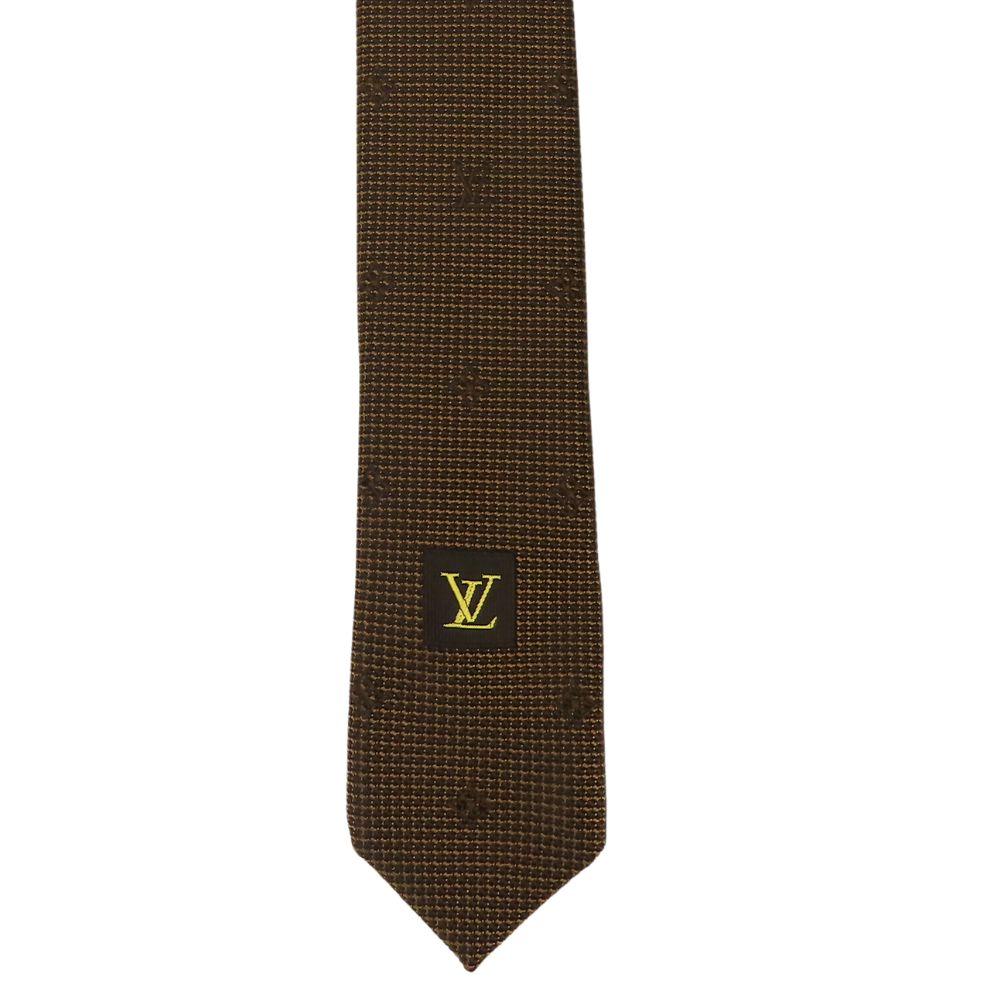 Used LOUIS VUITTON tie Monogram silk Brown suit