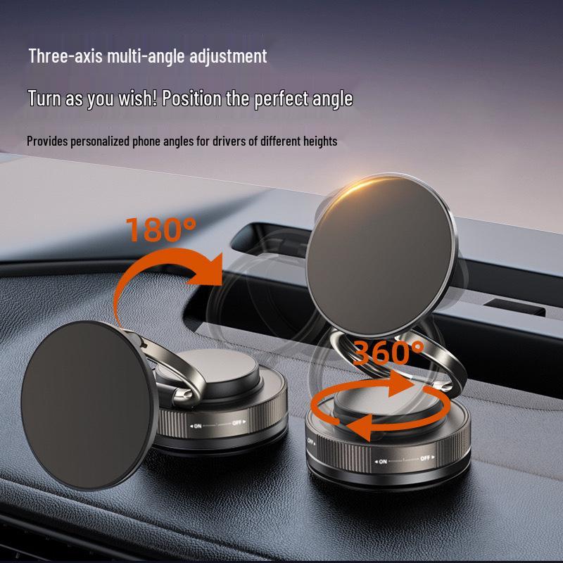 2025 Magnetic Metal Phone Holder with Vacuum Suction for Car Navigation - Foldable & Portable