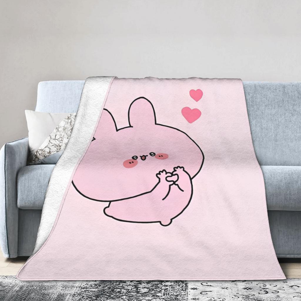 Asamimichaan Schlafender Cartoon Fleece Kuscheldecke Kawaii Asamimi Decken für Sofa Auto Super Weiche Bettdecke