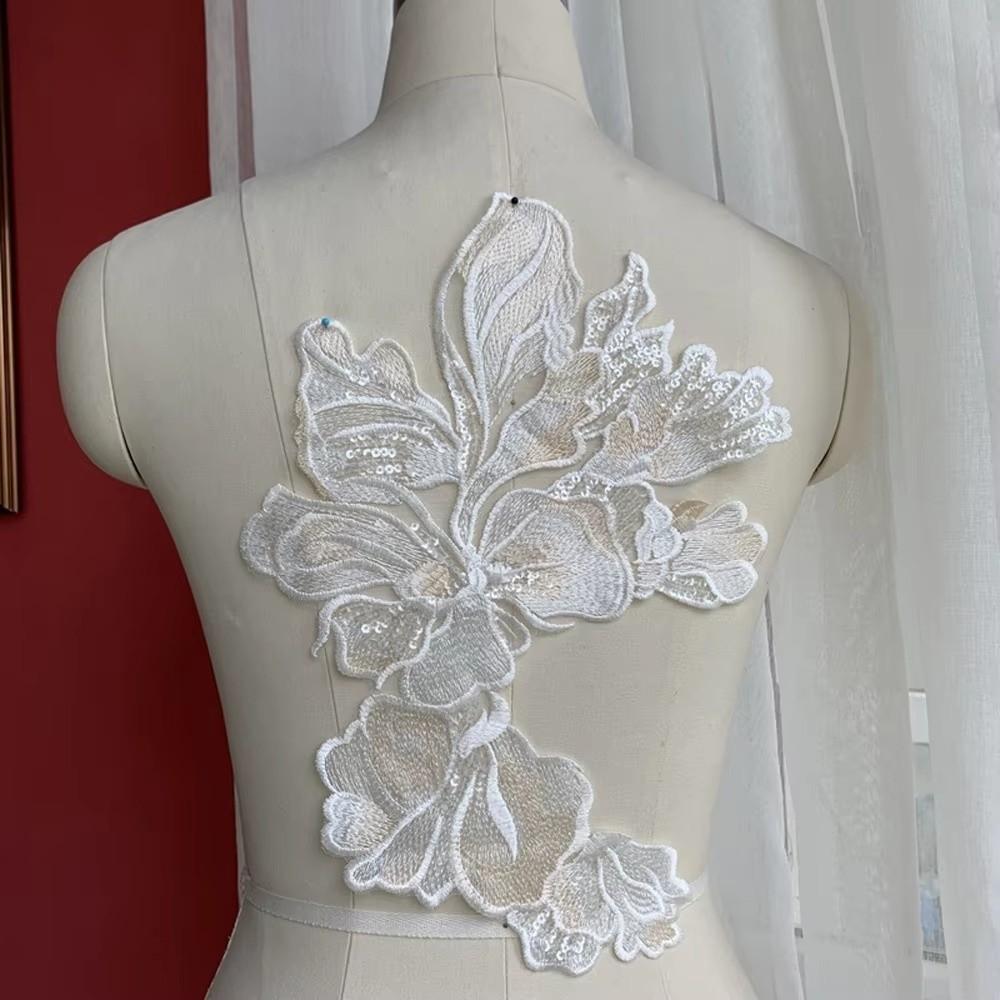 Fashion Large Floral Embroidery Collars Mesh Beautiful Lace Chest Flower Patch Dress Collar Woman's Clothing Accessories